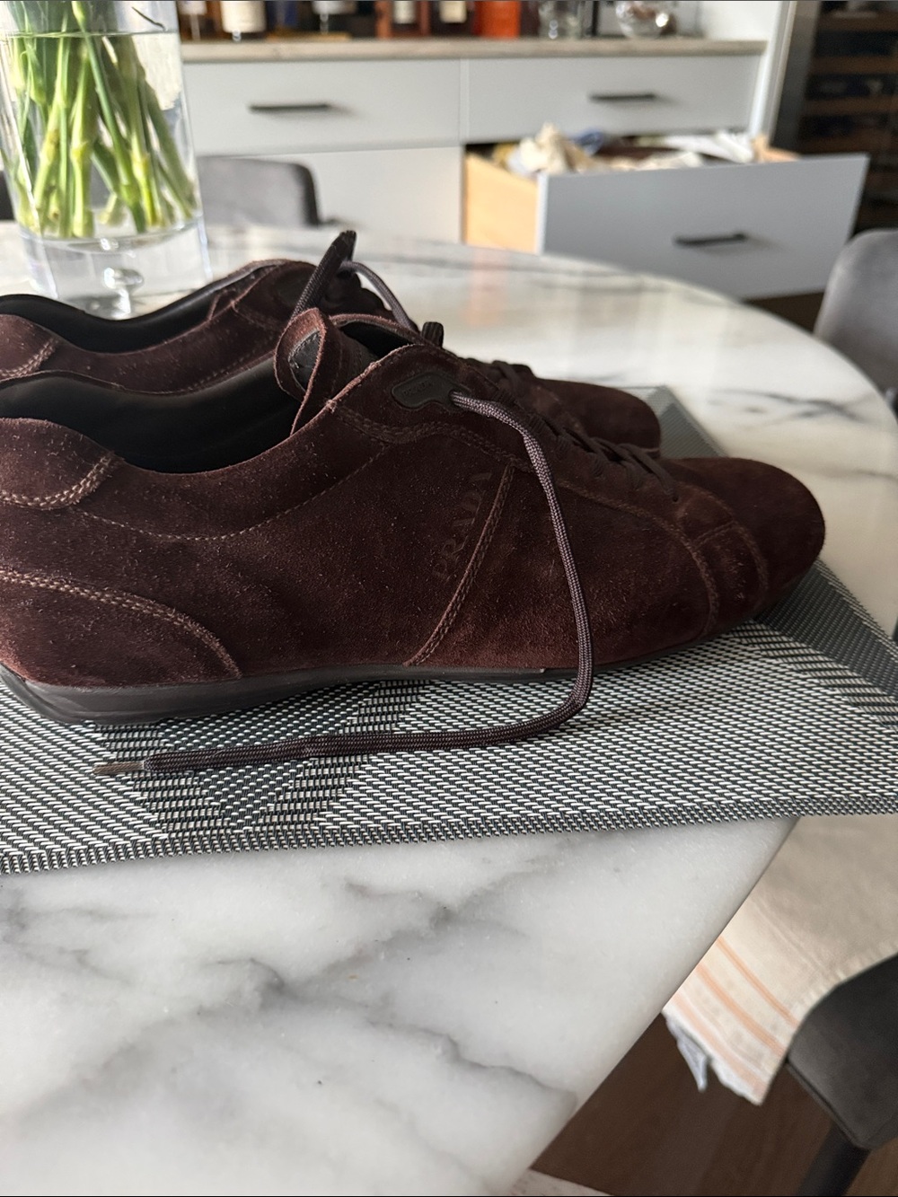 Prada Men's Suede Sneakers - Dark Brown - Picture 5 of 6